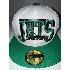 NEW New Era New York NY Jets 59Fifty Fitted Hat White Green Embroidered Logo